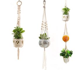 Plant Hanger Natural Cotton Rope Crochet Basket Flower Pot Net Holder Container Basket Hanging Flower Pots Decorative Multi Design1233815