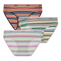 2PCSSet Women Cotton Plus Size Panties M-4XL Comfort Underwear Sexy Colourful Rainbow Striped Lingerie Girls Cute Briefs NK608 240110