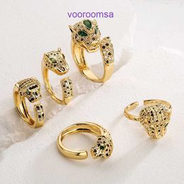 Carter popular Luxury Designer rings Australian Fashion Hip Hop Ring Women's Copper Plated 18K Gold Zircon Leopard Geometry Open New Product With Original Box