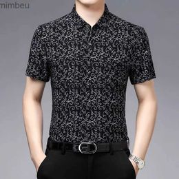 Men's T-Shirts Streetwear Fashion Men Short Sleeve Black Floral Shirts Y2k Summer Quick Dry Lucky Cloud New Holiday Casual Lapel Loose Top 2023L240110