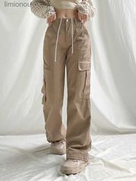 Women's Pants Capris WeiYao y2k High Waist Baggy Jeans Vintage Khaki Loose Streetwear Casual Cargo Pants Women Oversized Streetwear Straight TrousersL240110