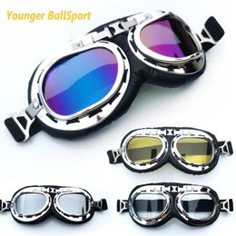 Goggles 2022 Retro Motorcycle Goggles 100% UV400 Glasses Vintage Moto Classic Goggles for Cycling Pilot Steampunk ATV Bike Copper Helmet