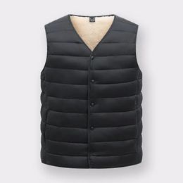Men Casual Fleece Vest Winter Thick Lamb Wool High Quality Single Breasted Jackets Solid Thickening Warmer Sleeveless Waistcoat 240109