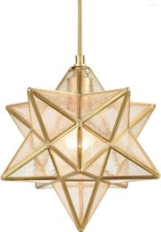 Chandeliers Brass Moravian Star Light In Seeded Glass Pendant Lights Fixture 11-in Crystal Chandelier