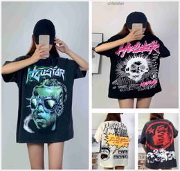 Hellstar Shirt Designer t Shirts Graphic Tee Clothing Clothes Hipster Vintage Washed Fabric Street Lettering Foil Print Black Loose Fitti 6ify