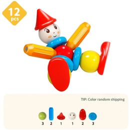 Romboss Clown Dolls Magnetic Magnet Stick Rod Building Blocks Set Toys Kids Montessori Educational Toy Birthday Gifts 240110