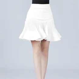 Stage Wear 2024 Adult Women Latin Costum Sexy Net Yarn Conjoined Coat Fringed Skirt Lady Ballroom Tassels Dress