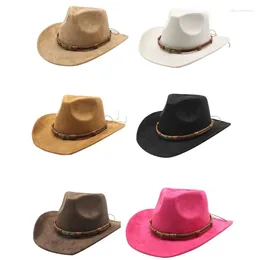 Berets Multiple Color Breathable Cowboy Hat Western Style Curved Brim Casual Sunproof With Ethnic Rope Decor