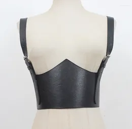 Belts Women's Runway Fashion Black PU Leather Vest Cummerbunds Female Dress Corsets Waistband Decoration Wide Belt R502