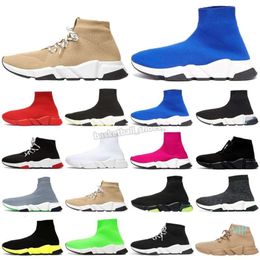 Fashion Speed Trainers sock shoes booties men women luxury designer walking lace socks boot runners mens red black stretch knit