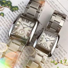 Luxury fashion couple men women quartz watches stainless steel square subdial working top model feminino waterproof lady clock wristwatch 2672