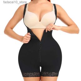 Waist Tummy Shaper Slimming Shapewear for Women Postpartum Tummy Control Body Shaper Butt Lifter Bodysuit Zipper Open Bust Open Crotch Corset Fajas Q240110