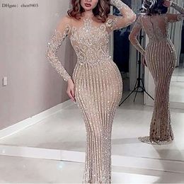 Women Sleeveless Long Dress Sexy Solid Sequin Evening O Neck High Street Dance Wedding Prom Party Night Fashion Dresses Top X0521 es