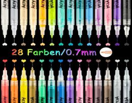 Painting Supplies Acrylic Paint Marker Pen 28 Colorsset Art Markers Wrote On Canvas Metal Ceramic Wood Plastic Y2007098546481