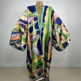 Women's Swimwear 2024 Middle East Kimono Women Cardigan Stitch Kaftan Cocktail Sexcy Boho Beach Cover Up African Holiday Long Sleeve Robe