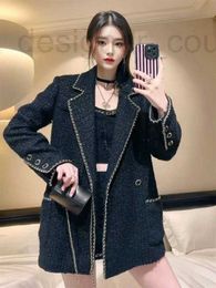 Women's Designer luxury Chan 2023 coats designer women winter jacket fashion Chains tweed plus size black long style Mother's Day Christmas Gift E3KD