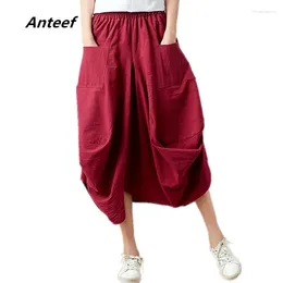 Skirts Summer Cotton Linen Vintage Saias Femininas Casual Long Loose Skirt Women 2024 Streetwear Clothes