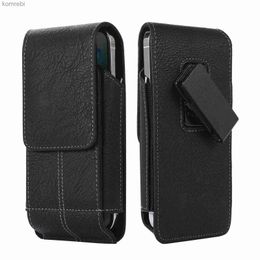 Cell Phone Cases 5.5-7 Leather Phone Case Phone Pouch for iPhone Samsung Huawei Vertical Flip Waist Bags Belt Clip Cover Phone BagL240110