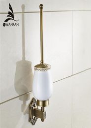 Toilet Brush Holders Antique Brass Wall Mount Brush Holder Ceramic Toilet Bowl Clean Bathroom Accessories WC Brush Set WF712094979004