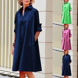Casual Dresses Women Spring Summer Solid For Long Sleeve Fall Womens Tunic Dress