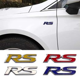 3D Metal Black Blue Red RS Emblem Car Fender Badge Rear Trunk Decal For Honda RS Sticker Accessories