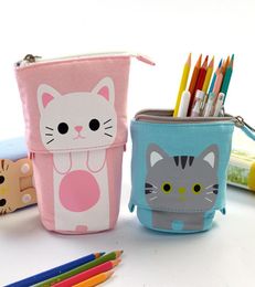 Funny cartoon Pen Bag Pencil Case Flexible Unfold Storage Pouch Fold Pens Holder Cute Cat Kitty Cat Bear School Supplies5574805