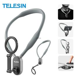 Selfie Monopods TELESIN Silicone Neck Hold Mount Magnetic Selfie Stick Tripod For Cellphone For 15 14 13 12 Pro Max For YQ240110