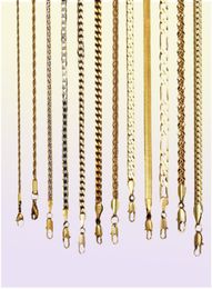 Gold Chain For Men Women Wheat Figaro Rope Cuban Link Chain Gold Filled Stainless Steel Necklaces Male Jewelry Gift Whole9924312