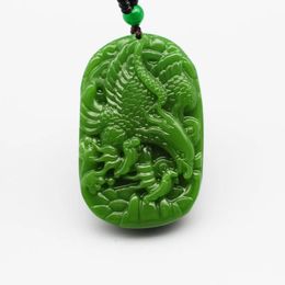 Pendants Natural Eagle Green Jade Pendant Necklace Bead Chinese HandCarved Fashion Charm Jewellery Accessories Amulet for Men Lucky Gifts