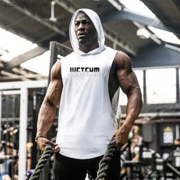 Men's Tank Tops JUST GYM Brand Hooded Clothing Mens Bodybuilding Stringer Sleeveless Hoodies Fitness Tank Top Men Cotton Pullover Undershirt T240110