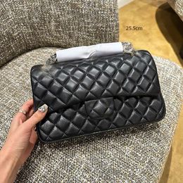 black shoulder bags designers woman sheepskin leather chain flap bags Diamond Lattice ladies crossbody bags high quality fashion luxury handbags 25.5cm