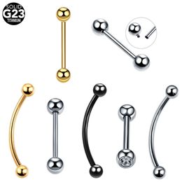 50Pcslot Curved Banana Straight Barbell Tongue Rings Eyebrow Rod Lip Bar Industrial Piercing Helix Cartilage Earrinigs 240109