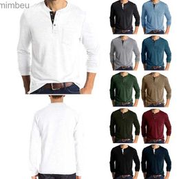 Men's T-Shirts Parklees Grey Waffle Mens Henley Shirt Casual Solid Breathable High Quality Shirts Regular Fit Long Sleeve Basic Tops Tees HommeL240110