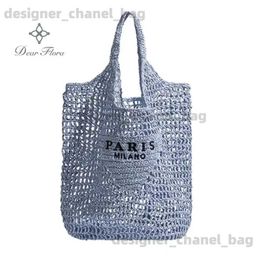 Shoulder Bags Women's Summer Beach Vacation Fashion Str Knitting Shoulder Bags Luxury Hollow Out Handbag Portable Large Capacity Casual Tote T240110