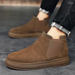 Boots Autumn Men Ankle Slip-On Casual Outdoor Shoes Comfortable Motorcycle Platform High Quality Fashion Male 39-44