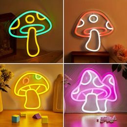 1pc Mushrooms Shape Red LED Neon Sign, USB Powered For Bedroom Room Wall Decoration Neon Sign, For Holiday Party Wedding Decoration, Multipurpose Decor