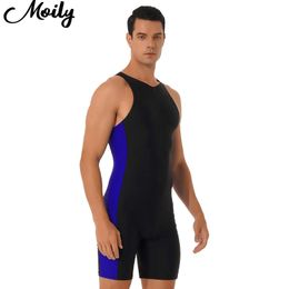 Swimwear Men Onepiece Swimming Jumpsuit Swimwear Sleeveless Front Zipper Shorts Bodysuit Triathlon Wetsuit Swimsuits Beach Bathing Suits