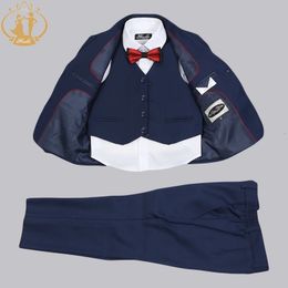 Nimble Boys Formal Suit Trzy kawałki Klasyczne dzieci Zima noszenie płaskich samotnych ubrania dla chłopców w pojedynczym piersi 240109