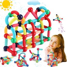 Magnetic Balls Rods Set Magnet Sticks for Toddler Toys Building Blocks STEM Learning Educational Games Kids Gifts 240110