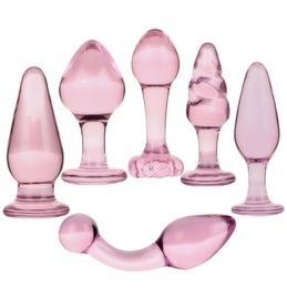 New Pink Glass Anal Plug Exquisite Sexy Toys Anus Dilator ButtPlug Sex Toys For Woman Glass Anal Balls Dildo Butt Plugs Y18930021667684