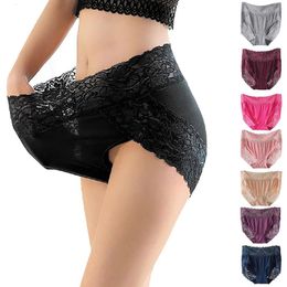 3PC Women's oversized underwear high rise sexy lace fabric soft and breathable solid Colour women's underwear M-3XL 230110