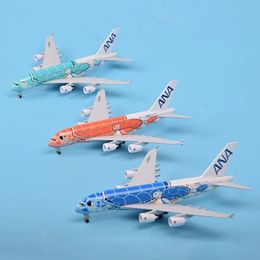 20CM 1 400 Scale A380 ANA Turtle Airlines Aeroplanes Plane Aircraft With Landing Gears Alloy Model Toy For Collections 240110