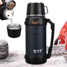 water bottle Insulated Cup With Handle Portable Vacuum Cup Thermal Stainless Steel Vacuum Insulated Metal Thermos for Picnic Sports Camping YQ240110