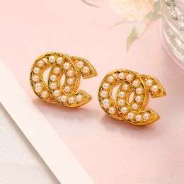 Designer Earring Gold Plated Letter Stud Earrings Brand Geometric Famous Jewellery Women Diamond Earrings