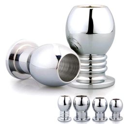 New Metal Hollow Tunnel Anal Plug Douche Enema Prostata Massager Anus Sex Toys For Men Gay Peep Vaginal Butt Plug Anal Dilator X043937702