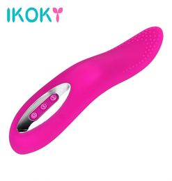 IKOKY Dildo Clitoris Stimulator Female Masturbation Oral Sex 12 Speed Tongue Vibrator Gspot Vagina Licking Sex Toys For Woman Y198159592