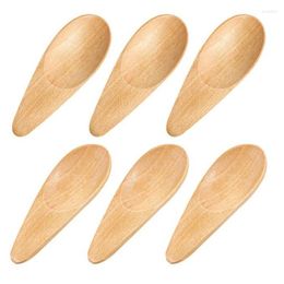 Spoons 6 Pcs Wooden Scoop Wood Condiment Spoon Mini Salt For Tea Leaves Coffee Bean Candy Milk Powder Ice Cream Etc