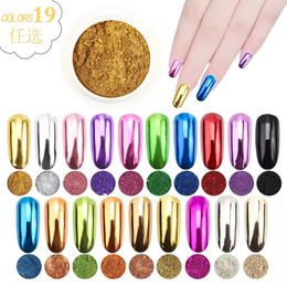 1pc 19Colors Nail Glitter Mirror Powder Chrome Dust Pigment 0.5g Paint Dip Metallic Shiny With Magic Effect Dust 240109