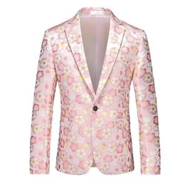 Boutique Men's Fashion Business Slim Casual Social Guy Print Gentleman Trend British Style Wedding Performance Dress Blazer 240110