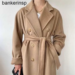 Luxury Coat Maxmaras 101801 Pure Wool Coat Large Camel Coat for Women's Double-sided Cashmere New Mid length Woolen CoatY8IE